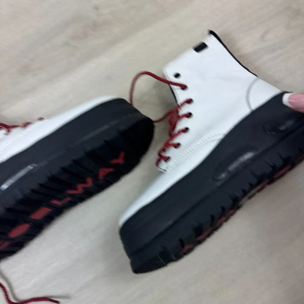 Free People Coolway Hiker Platform Boots Womens 9 White‎ Patent Leather Combat